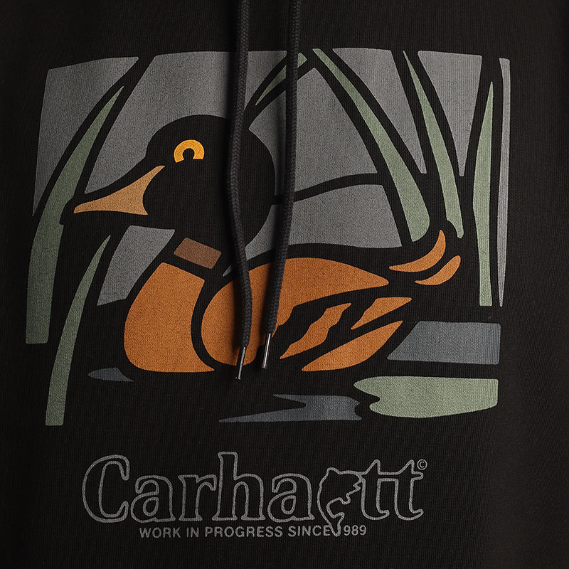 мужская черная толстовка Carhartt WIP Hooded Duck Pond Sweat I031019-black - цена, описание, фото 2